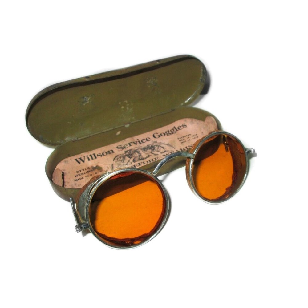 Antique Amber Universal Willson Sunglasses Service Goggles Vintag Safety Glasses